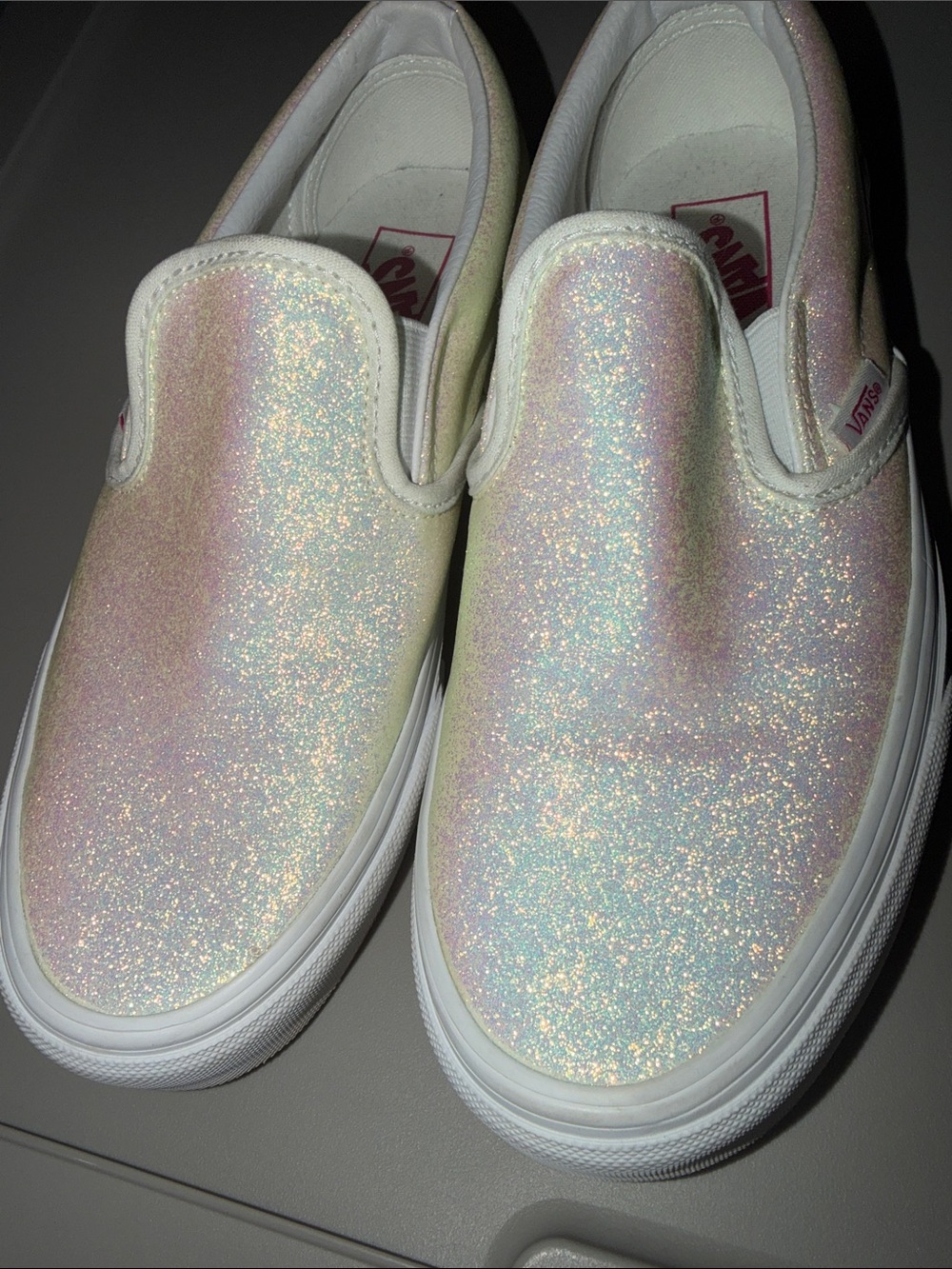 Vans Iridescent Slip-On Sneakers - Pink/White size 8.5 women - Picture 4 of 7